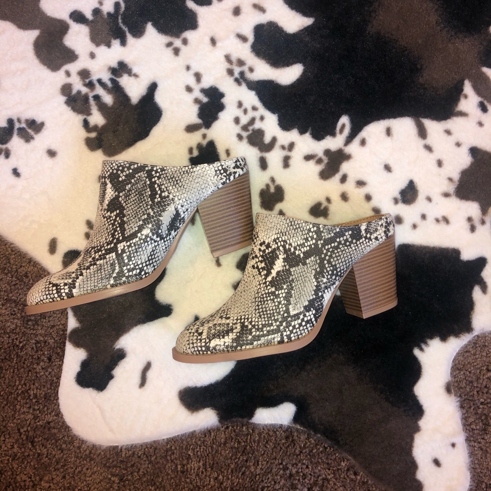 Snake skin mules